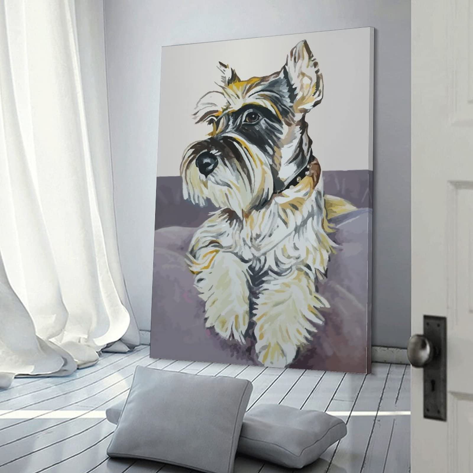 Amazon.co.jp: キャンバス絵画 アートパネル ミニチュア シュナウザー 