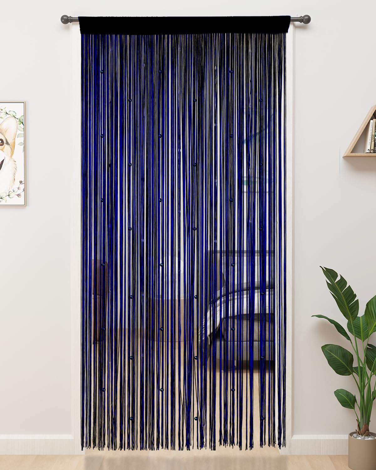 YIIBAII Beaded Curtain Beaded Curtains for Doorways Crystals Suitable for Interior Hanging Decoration and Partitions Closet Curtains (Starry Blue, 39"x79")