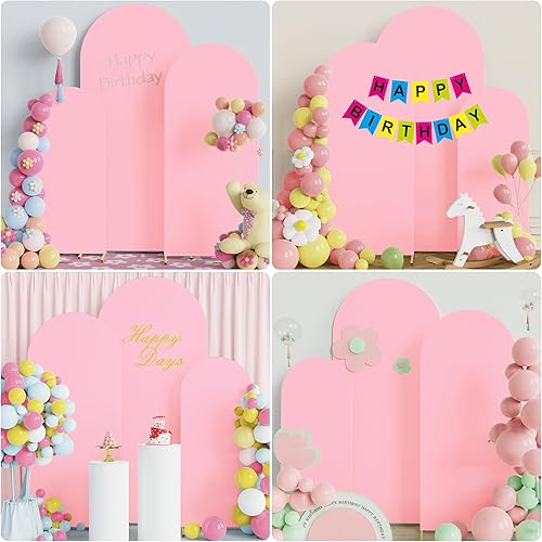 Miniatura 5 de Wokceer Juego de 3 fundas de telón de fondo de arco de boda de elastano ajustadas para soporte de boda para parte superior redonda, cubierta de