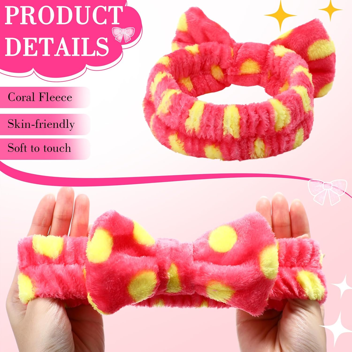 WILLBOND 24 Pieces Spa Headband Bow Hairband Facial Makeup Women Face Wash Adjustable Skincare Headbands Bulk Soft Flannel Towel Head Wraps for Women Shower Washing Face (Casual)