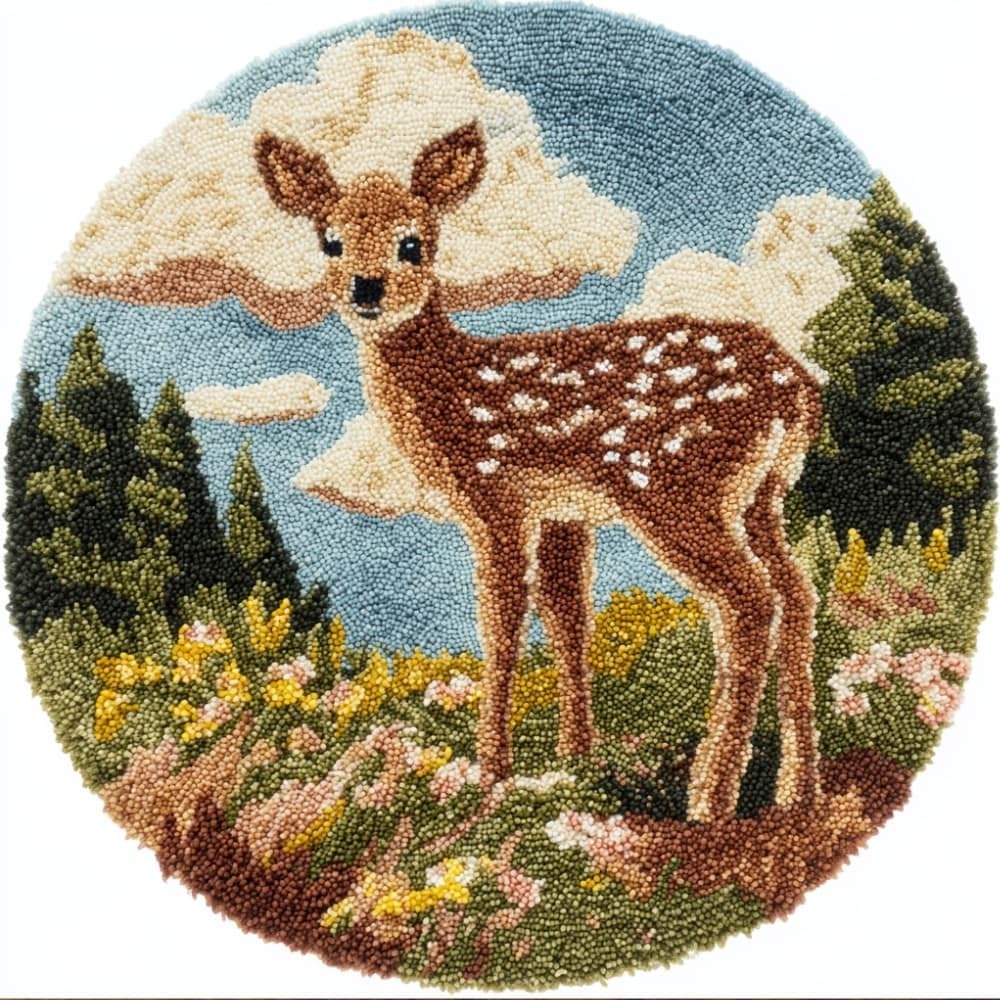 Wallustrioaw D Roun Latch Hook Rug Kits Eer For Adults An Starter 50*50Cm