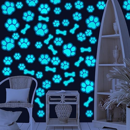 Miniatura 5 de 127 calcomanías con estampado de patas de perro, que brillan en la oscuridad, calcomanías de pared con estampado de patas de perro, calcomanías de