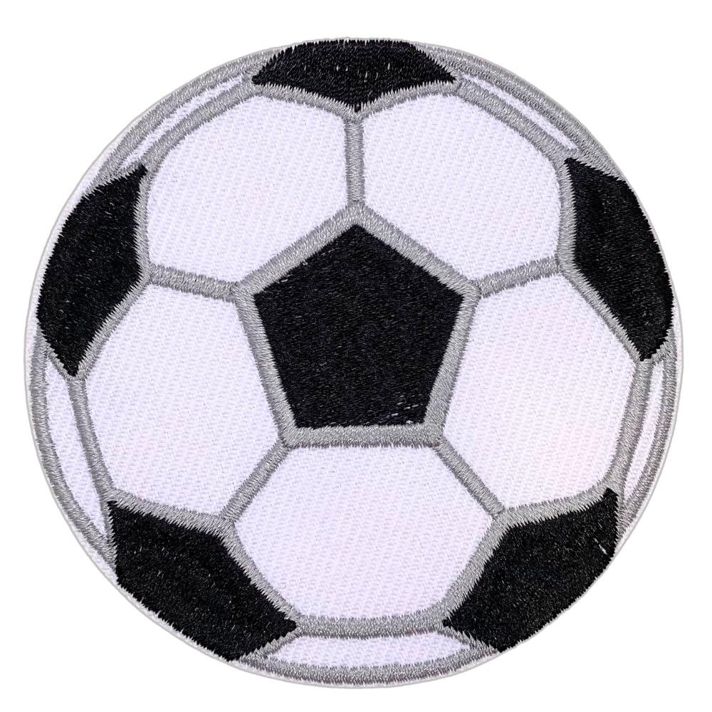Parche clásico de balón de fútbol de 3.5 pulgadas, parche para planchar con diseño de balón de fútbol, parches bordados para mochilas