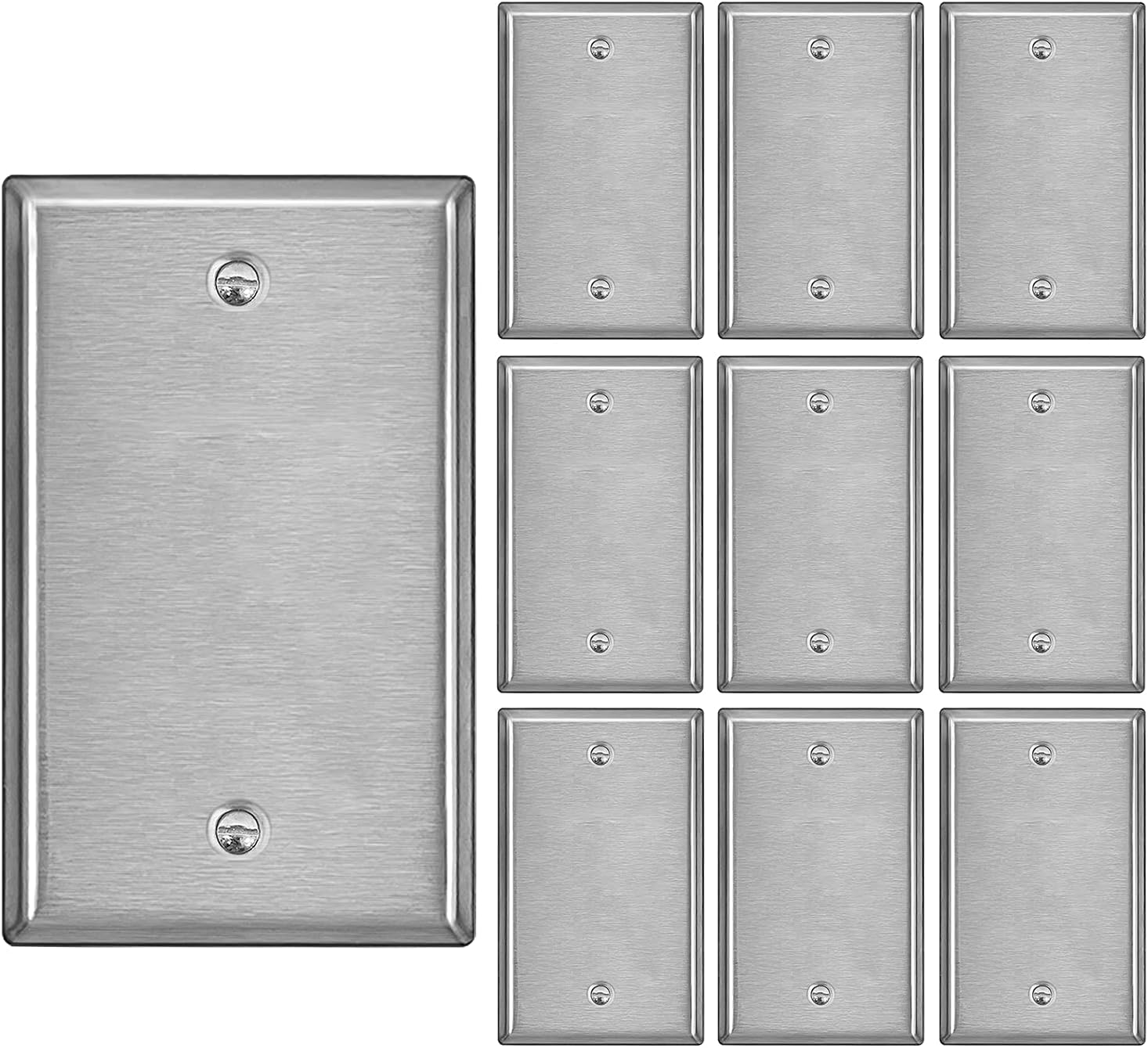 BESTTEN [10 Pack] 1Gang Stainless Steel No Device Wall Plate with