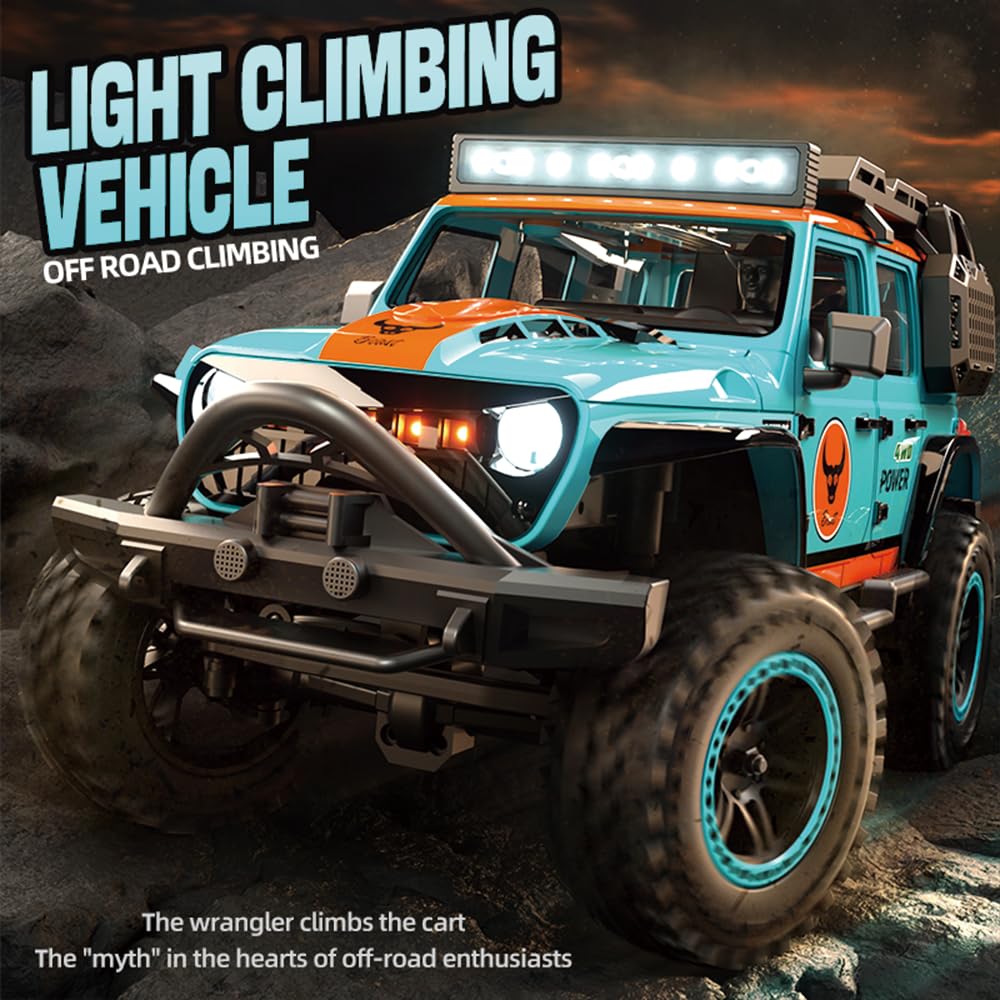 RC Crawler pojazd wspinaczkowy 1/20, zdalnie sterowany model ciężarówki 4WD Off-Road All Terrain, samochód wspinaczkowy terenowy, silnik bezszczotkowy 2,4 GHz, SG206PRO, 3 baterie (niebieski)