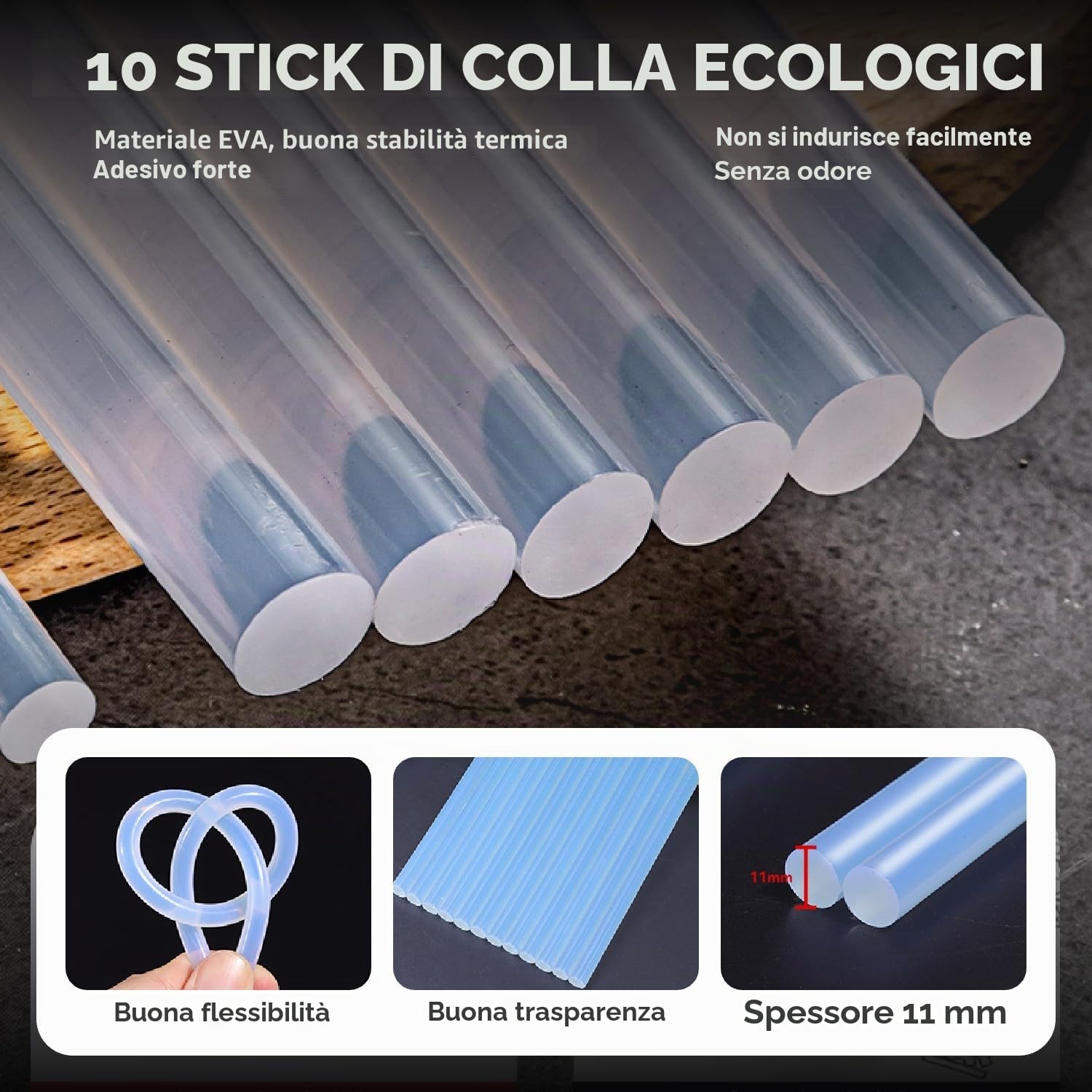 ONEVAN Pistola per colla calda senza fili in silicone, pistola per colla a batteria 100-200°C, riscaldamento rapido in 60s, display digitale, pistola per colla calda con 2 x 2Ah batterie e 10 x colla