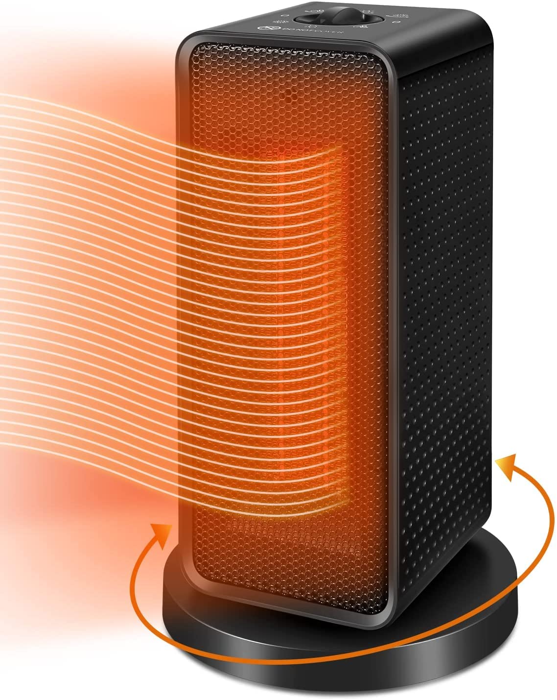 Electric Space Heater, Portable 90°Oscillating Heater with Overheating and Tipping-Over Protection, 2s Fast Heating Small Energy-saving Silent Heater with 6 Modes for Indoor Use/Bedroom/Office