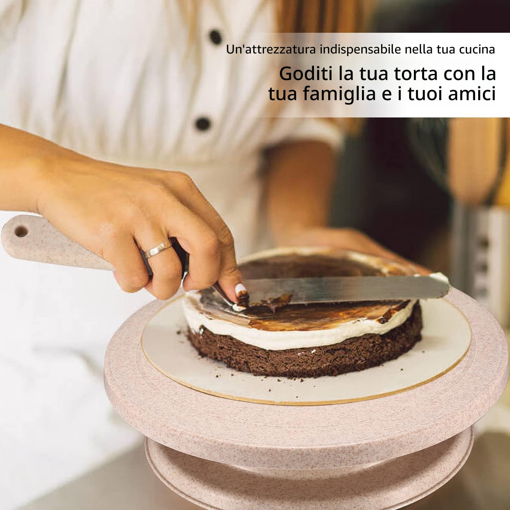 Kit per Decorare Torte, Strumenti per Giradischi, Piatti, Forniture Stand con Raschietti, Spatole, Sac à Poche per Dolci e Punte per Piping