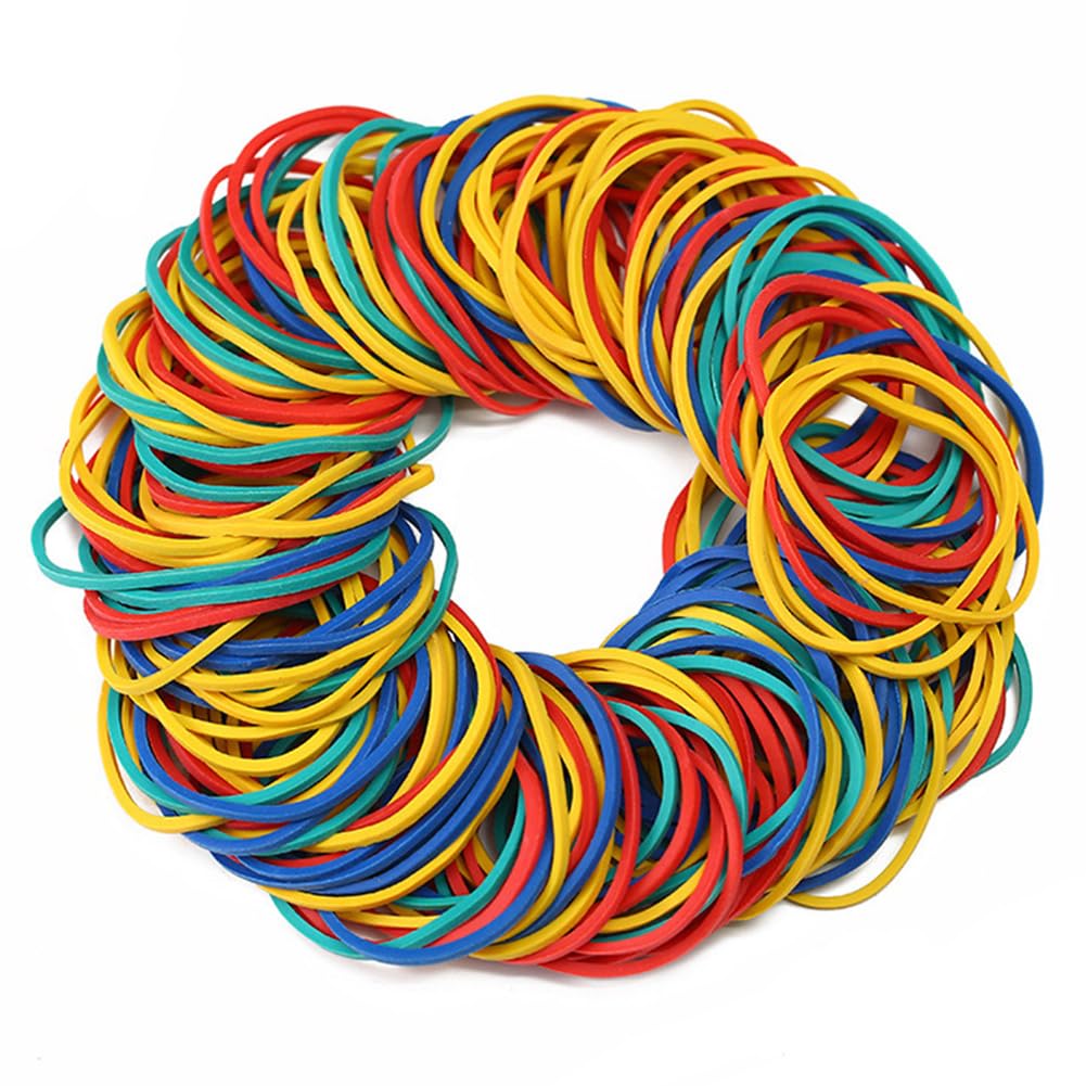1000 elastici in gomma multicolore per ufficio, 2,5 cm, piccoli elastici in gomma colorati, resistenti elastici colorati per tintura a nodi, cartelle di file, soldi, casa, pacchetti
