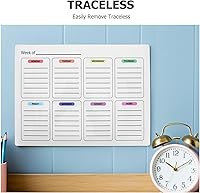 Vista 6 de BETOOKY White Board Weekly Planner Adhesive Sticker - Weekly Calendar for Refrigerator - Dry Erase Fridge Calendar - Organizes Week Schedules Chores