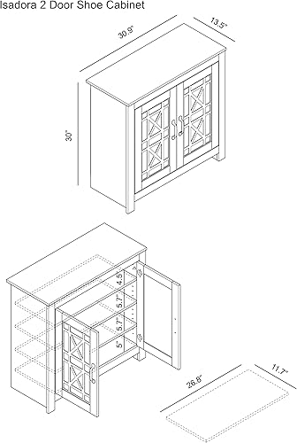 Miniatura 2 de Galano Isadora - Armario de almacenamiento de zapatos de 12 pares, organizador independiente con puertas de espejo acrílico para entrada, armario