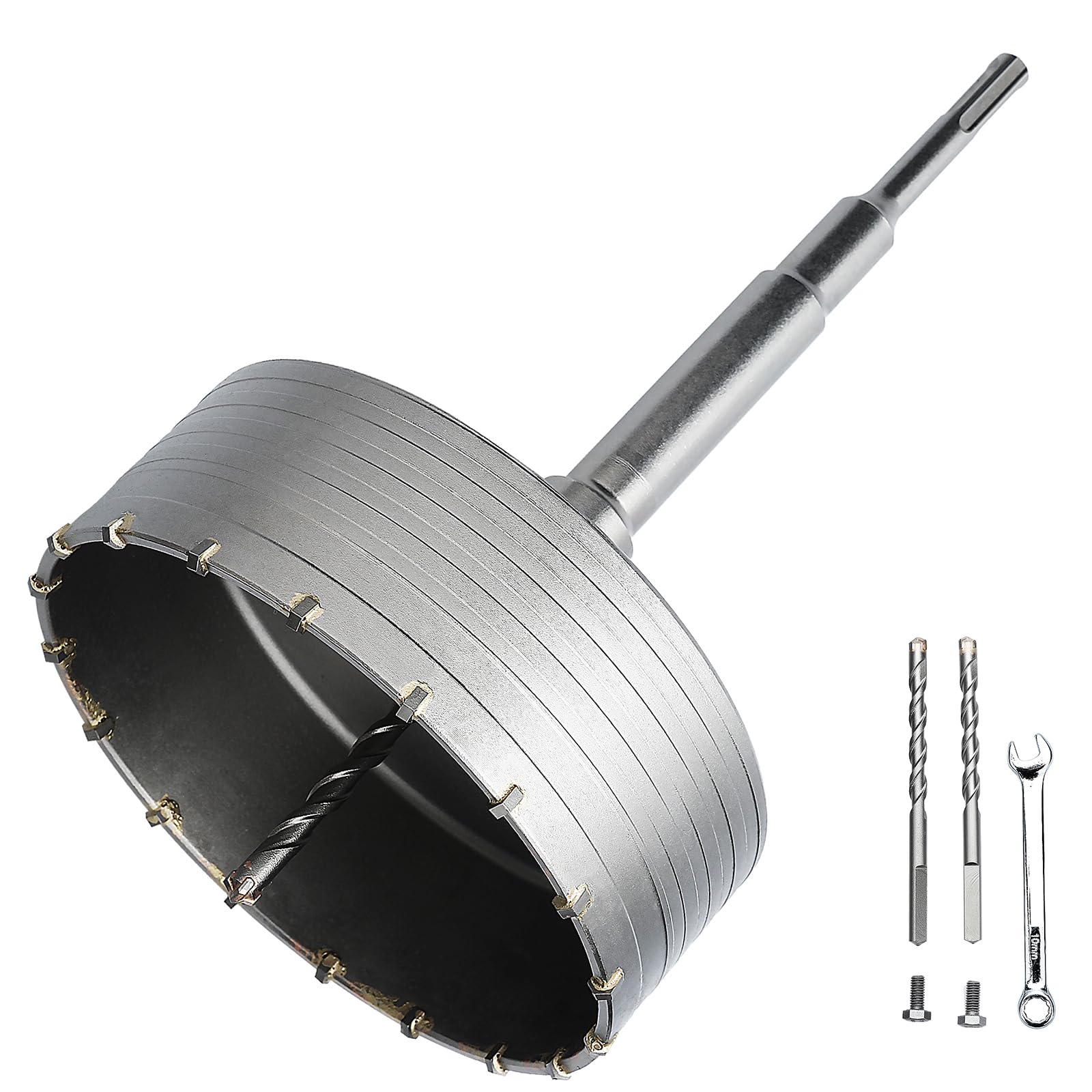 5.9 inch / 150mm Concrete Hole Saw with SDS Plus Shank Connecting Rod,Concrete Drill Bit,6.3mm Tungsten Carbide Tip Cement Hole Saw for Concrete Cement Brick Wall (150mm (5.9 inch))