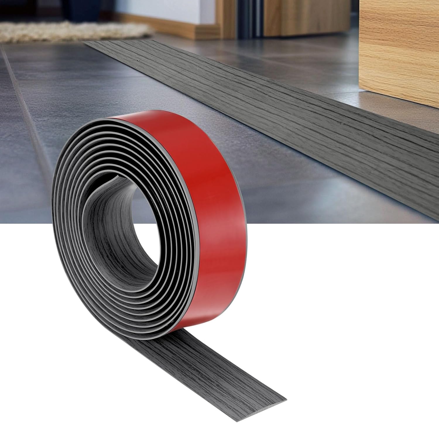 Floor Transition Strip Self Adhesive, 10FTx2.99 Inch PVC Laminate Flat Divider Door Transition Strip for Joining Floor Gaps/Tiles/Carpet/Doorways [Teak]