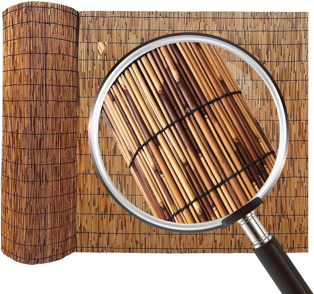 Privacy Panels/Natural Bamboo Fencing Rolls/Bulrush Screen for Garden/Privacy Fence/Bamboo Roll-Up Blind Shades / 2 3 4 5 Feet High/Hand-Woven/Sun Shade/Waterproof(1.6FTx28FT)