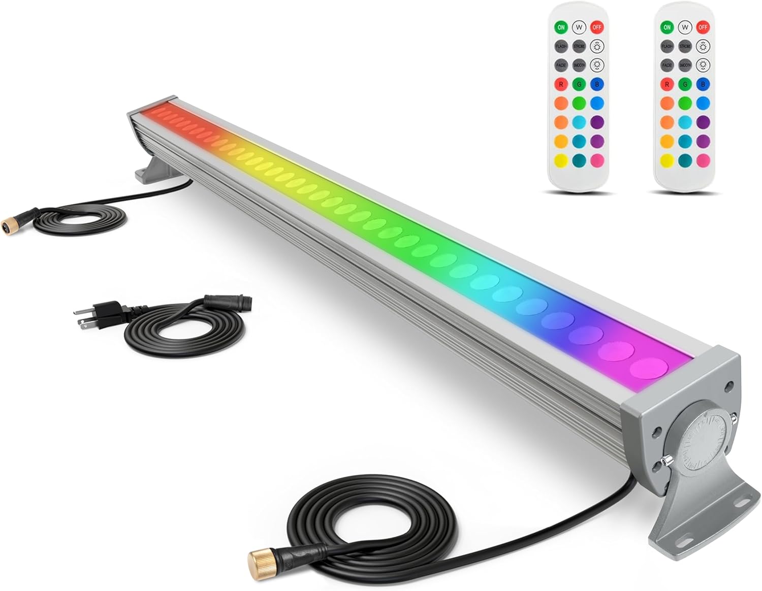 144W RGBW LED Wall Washer Light Bar, Linkable Wall Washing Light with RF Remote, RGB and 5700K Daylight White, IP65 Waterproof, ETL Listed for Indoor & Outdoor Lighting Projects (Silver)