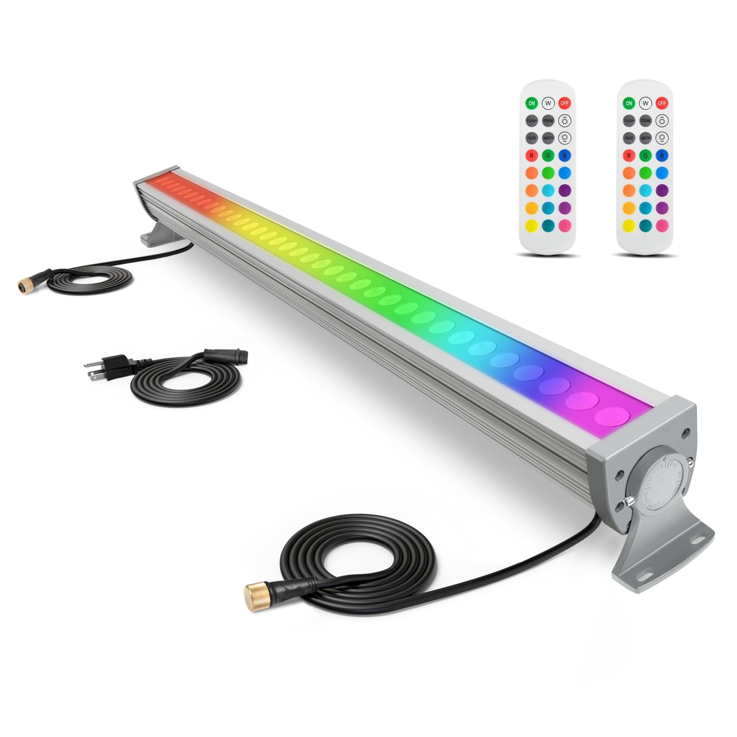 Linkable LED Wall Washer Light 144W LED Spot Light RGBW 5700K, ETL Certified, Waterproof Simultaneous Working Light Bar for Outdoor&Indoor Lighting Projects (RF Remote Control, Silver)