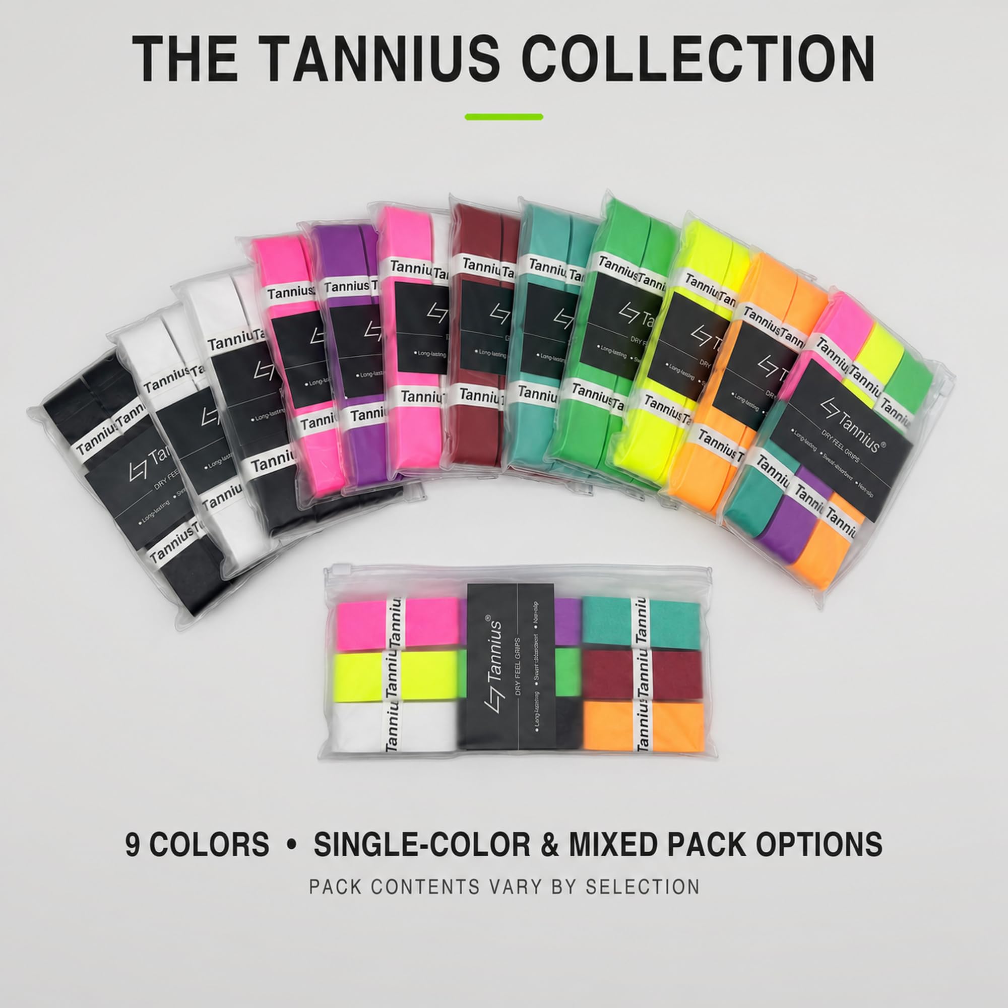 Nastro Antiscivolo per Racchetta da Tennis, Confezione da 6 o 9 Pezzi, Grip Asciutto al Tatto, Assorbente e Migliorato