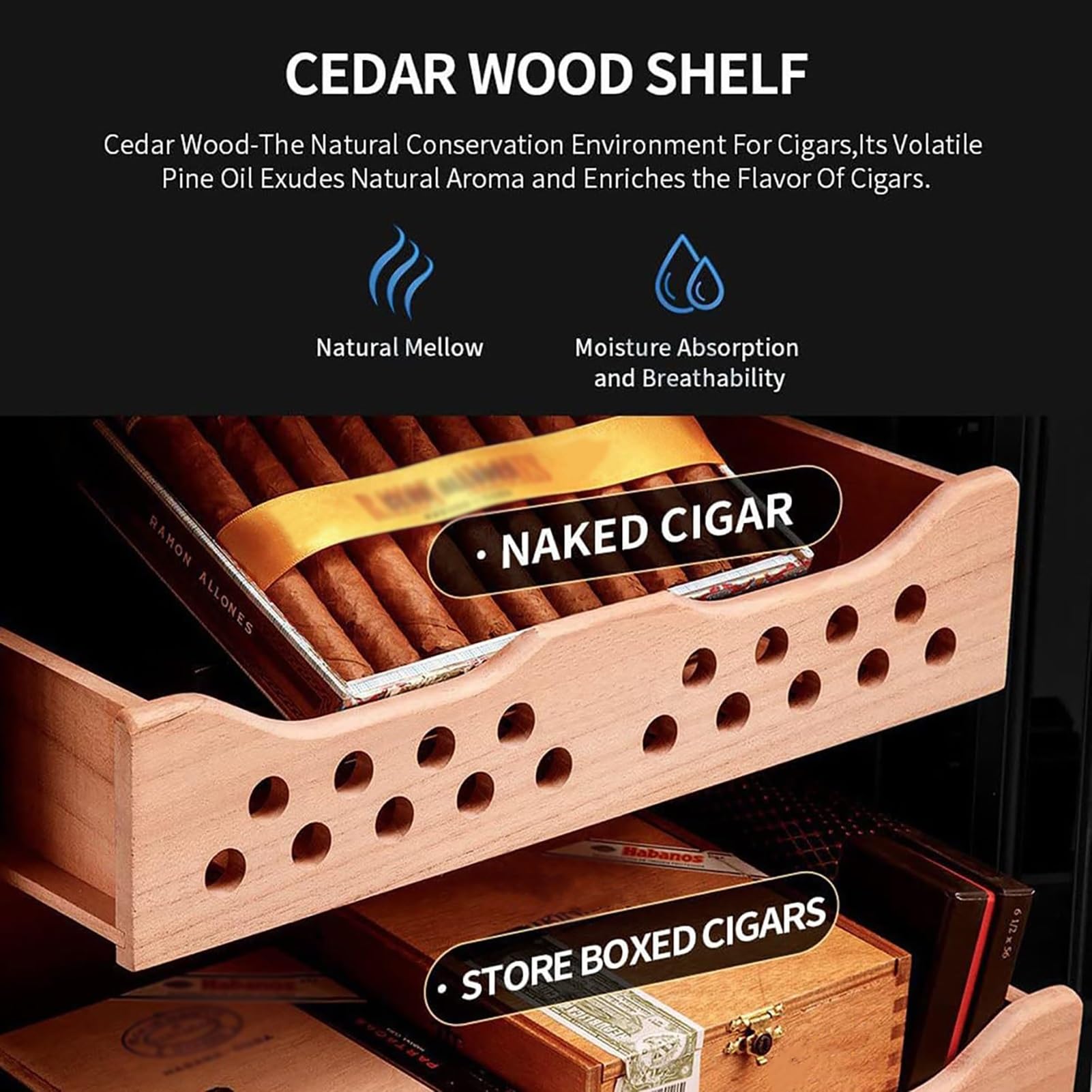 Zigarren-Humidorschrank, elektrischer Humidorkühler mit Zedernfutter, intelligente Temperaturregelung, 4 Schichten, ideal für Zigarrenaufbewahrung, 11-18 °C, perfekt für Enthusiasten