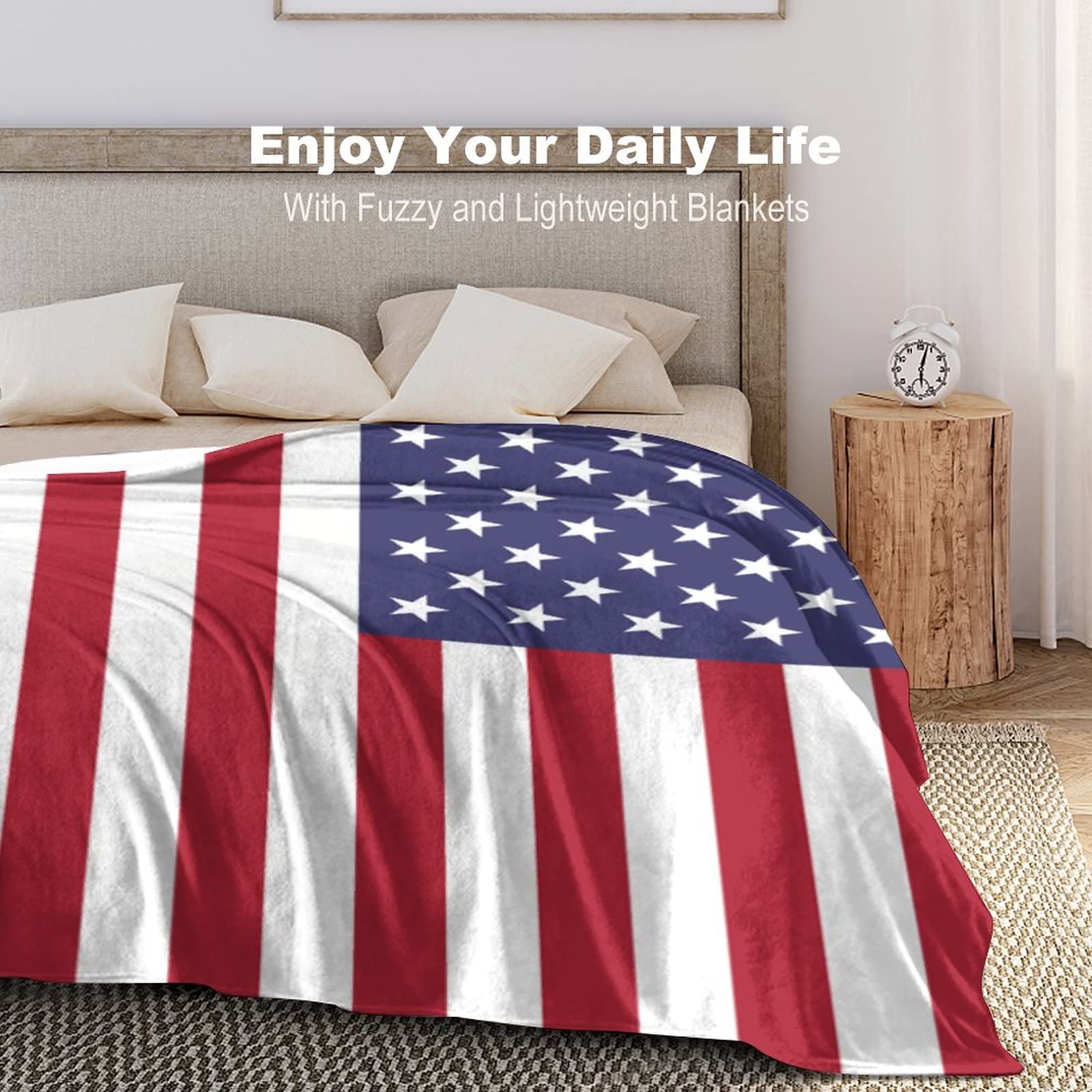 Superweiche Mikrofaser-Flanell-Decke Mit USA-Flagge & Lacrosse-Motiv – Ideal Für Bett, Sofa Oder Als Reisedecke (152x127 Cm)