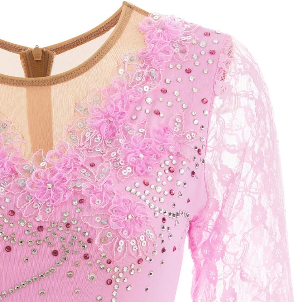 Lace Figure Skating Performance Suit Diamond Ballet One Piece Outfit Gymnastic Leotard Ice Skating Dress
