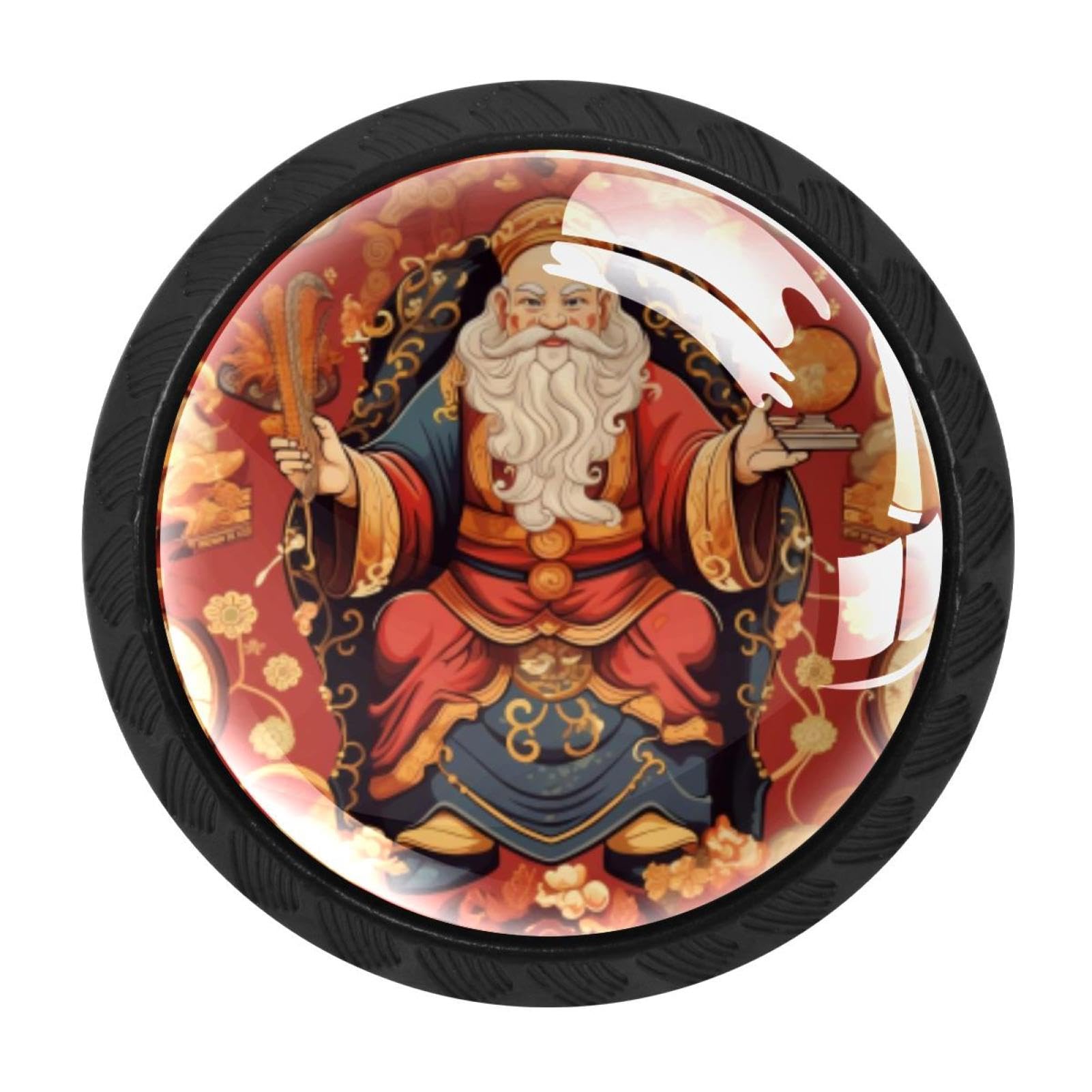 Chenzzzz Multicolored 02 4 Pieces The God Of Wealth Drawer Knobs, 35Mm Black Cabinet Knobs, Drawer Pulls And Knobs, Dresser Drawer Knobs, Cabinet Hardware Kitchen Cabinet Knobs