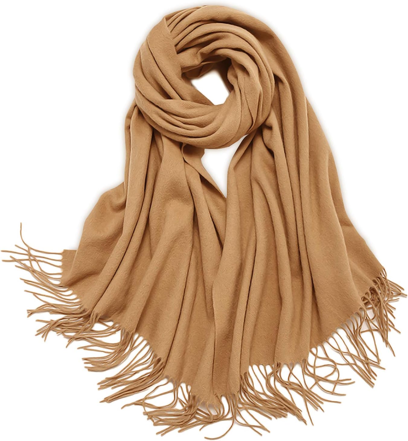 Winter Cashmere Scarf For Women Warm Pashmina Solid Color Scarves With Tassel Soft Wool Long Thickened Shawl Wrap