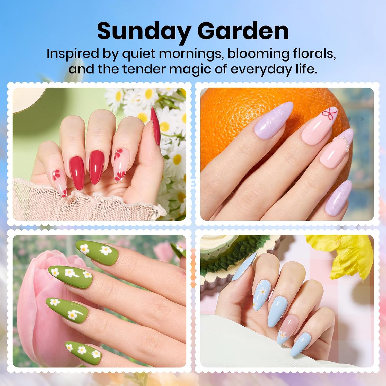 Beetles 64Pcs Gel Nail Kit with U V Light and Nail Tips -25 Color HEMA-FREE Gel Polish Set Sunday Garden Pink Nude Blue Green Brown Nails Kit with Everything Salon Manicure Tool Gifts for Girls Women