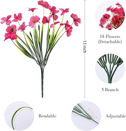 Miniatura 2 de AGIRL 24 Paquetes de Flores Artificiales para Exteriores, Flores Falsas de Plástico Resistente a la Decoloración, Plantas Sintéticas para