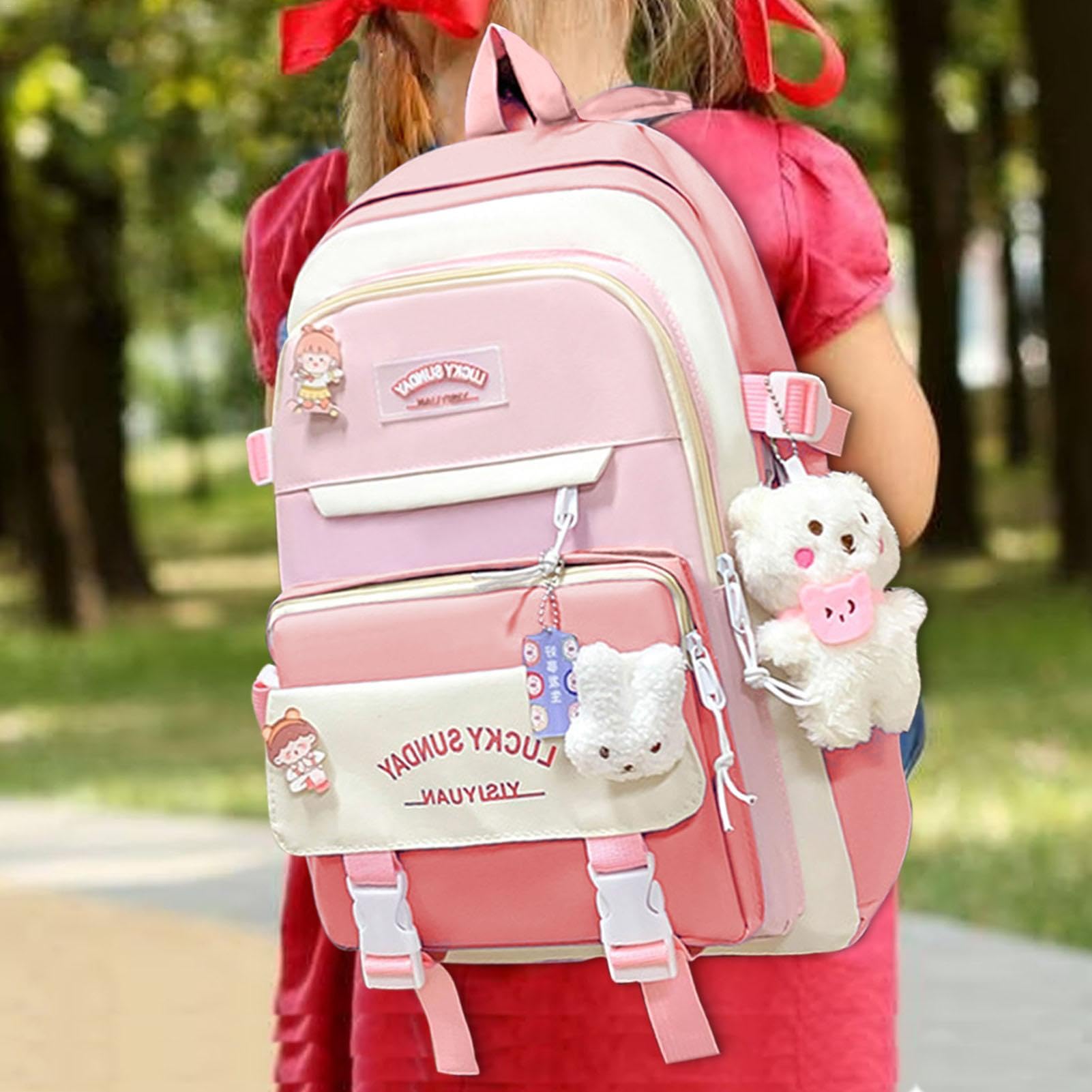 Kit combinado de mochila de lona, kit combinado de mochilas de lona, juego combinado de mochila escolar de lona para niños, niñas, adolescentes y estudiantes