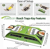 Vista 3 de Trampas para cucarachas, trampas de pegamento con cebo, trampa para cucarachas aptas para mascotas (5 unidades)