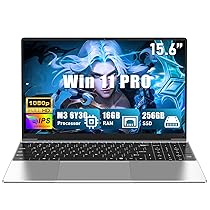 CHIFUYOU Computer portatile 16 GB RAM 256 GB SSD 15,6 pollici portatile M3-6Y30 (da 0,9 a 2,2 GHz),PC portatile,FHD 1920 x 1080P, 5000 mAh, 38,5 WH,Scheda TF fotocamera Web Touch Panel,Studente
