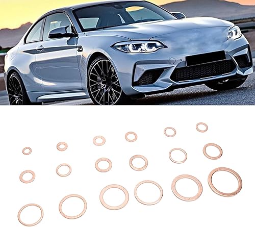 Miniatura 9 de 350 arandelas métricas de sellado de cobre, arandelas de cobre surtidas, kit de arandelas planas, juego surtido de arandelas de anillo de sellado de