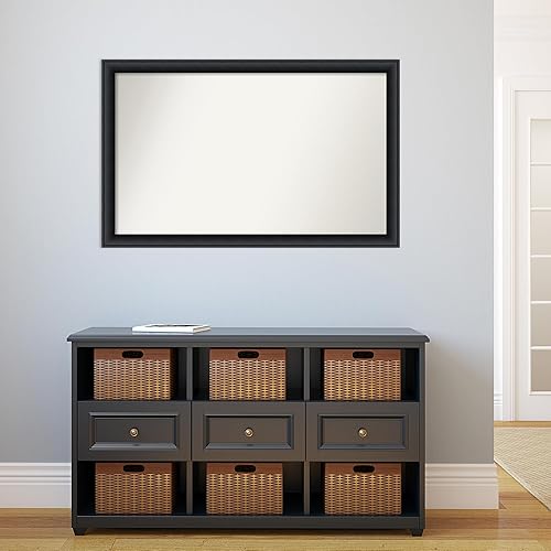 Miniatura 5 de Amanti Art Espejo de baño negro para sobre el fregadero, 28 x 44 pulgadas, espejo rectangular negro nero negro, marco de madera moderno grande, se