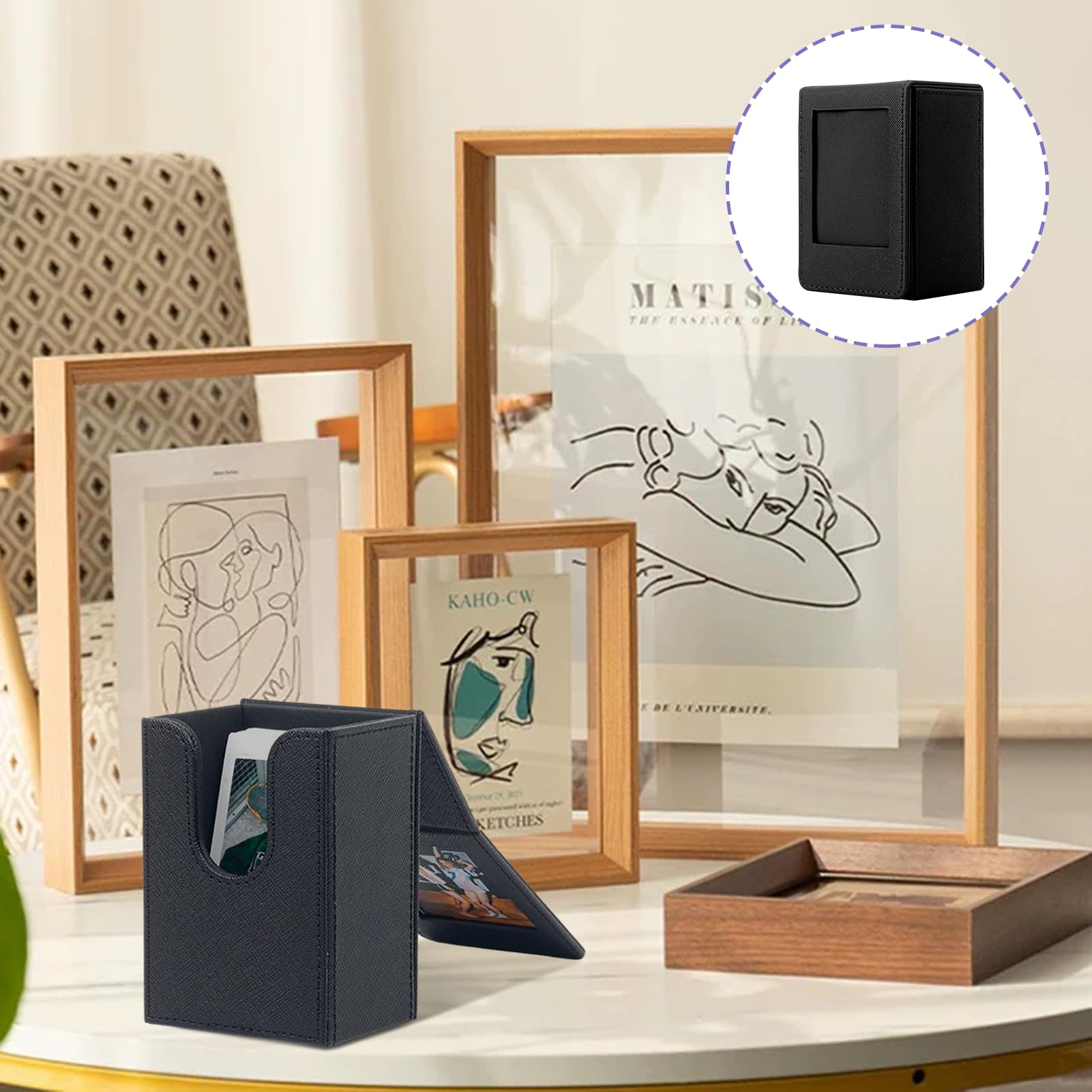Boîte de Rangement Photo pour Instax Mini – Étui de Stockage 3 Pouces Noir, Compatible avec Fujifilm Instax Mini Film (54x86mm)