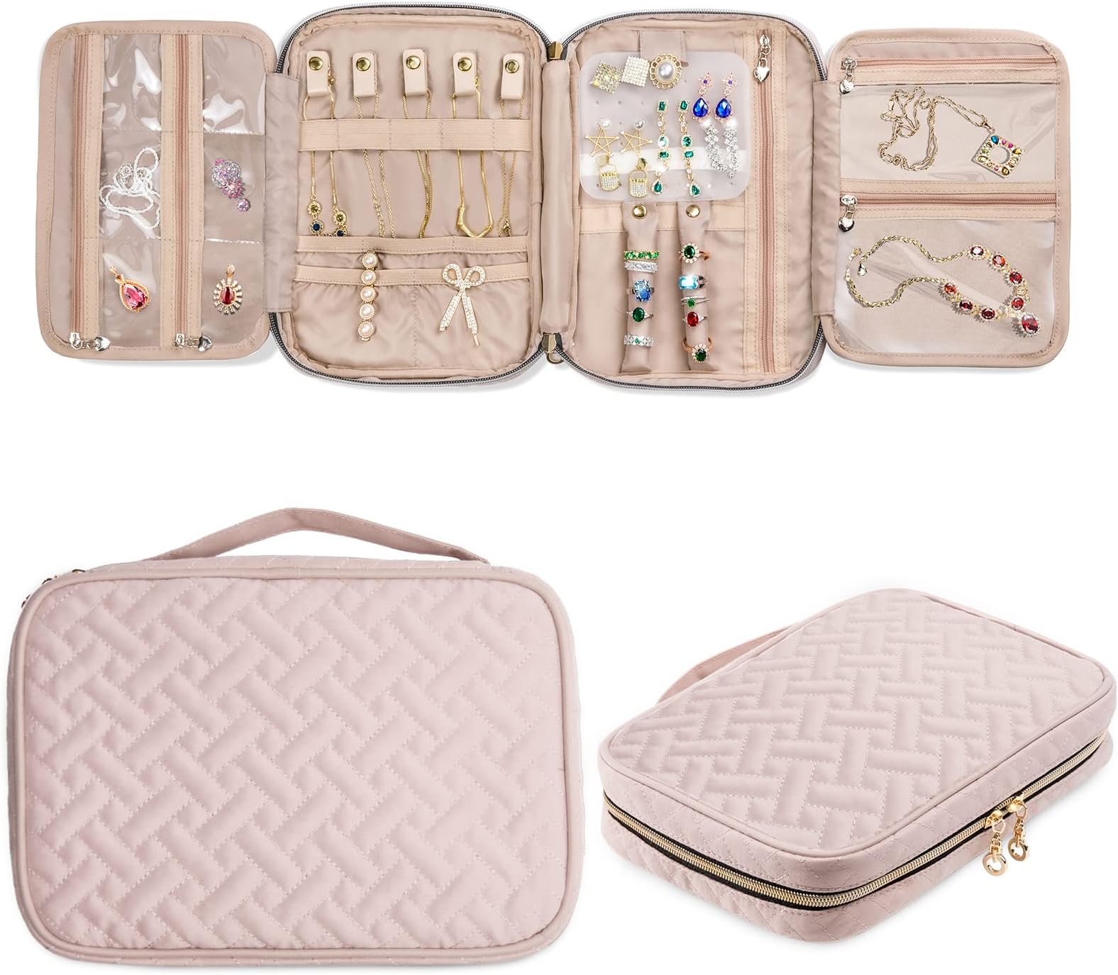 BAGSMART Hanging Jewelry Organizer Storage Roll with Hanger