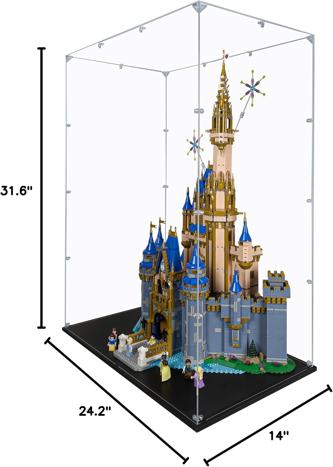 Acrylic Display Case Compatible for Lego Disney Castle #43222, Dustproof Display Case (Case Only) (Lego Sets are NOT Included) (Clear Background)