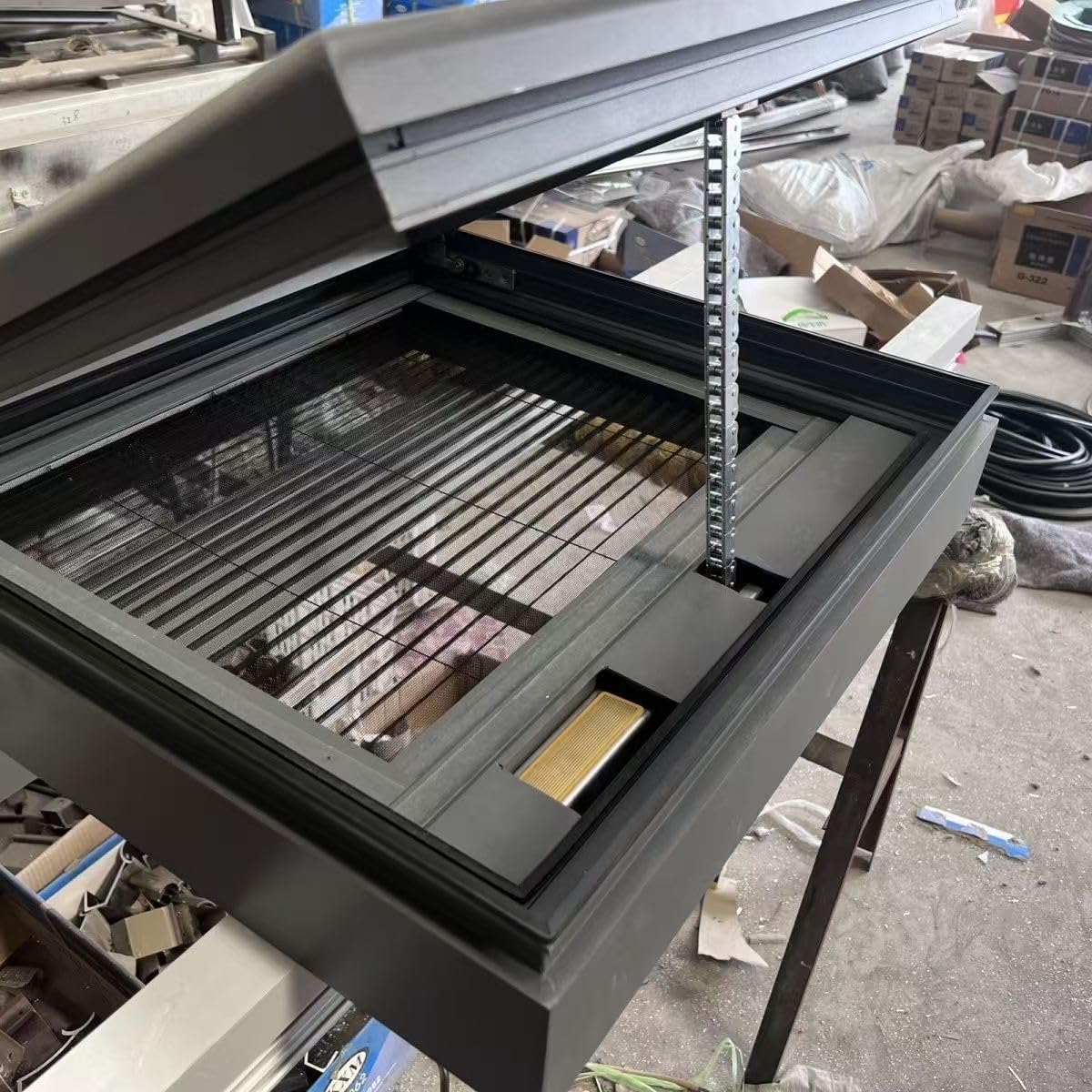 Lucernario elettrico in alluminio, doppio strato in vetro temperato per una maggiore luce e ventilazione, perfetto per uso domestico e ufficio, design a risparmio energetico