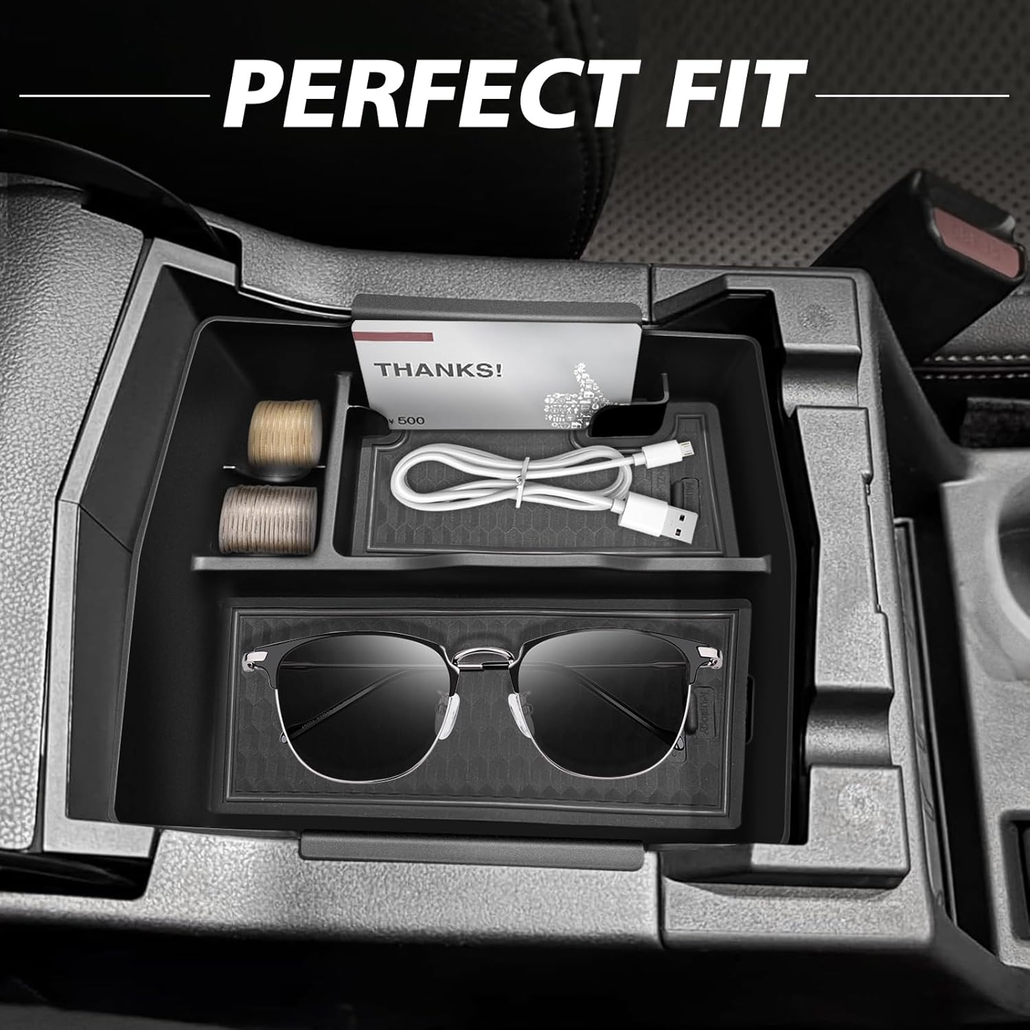 Muslogy Upgraded Center Console Organizer Compatible with 2025 Subaru Forester Middle Armrest Storage Box Insert Tray Cable Holder Interior Accessories Easy Removal (Gray) Won't Fit 2026 - Image 4