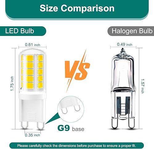 Miniatura 4 de DiCUNO Bombilla LED G9 equivalente a 40 W 4 W, 4000 K blanco natural, bombilla T4 de 400 lm, no regulable, base G9 de repuesto bi-pin para