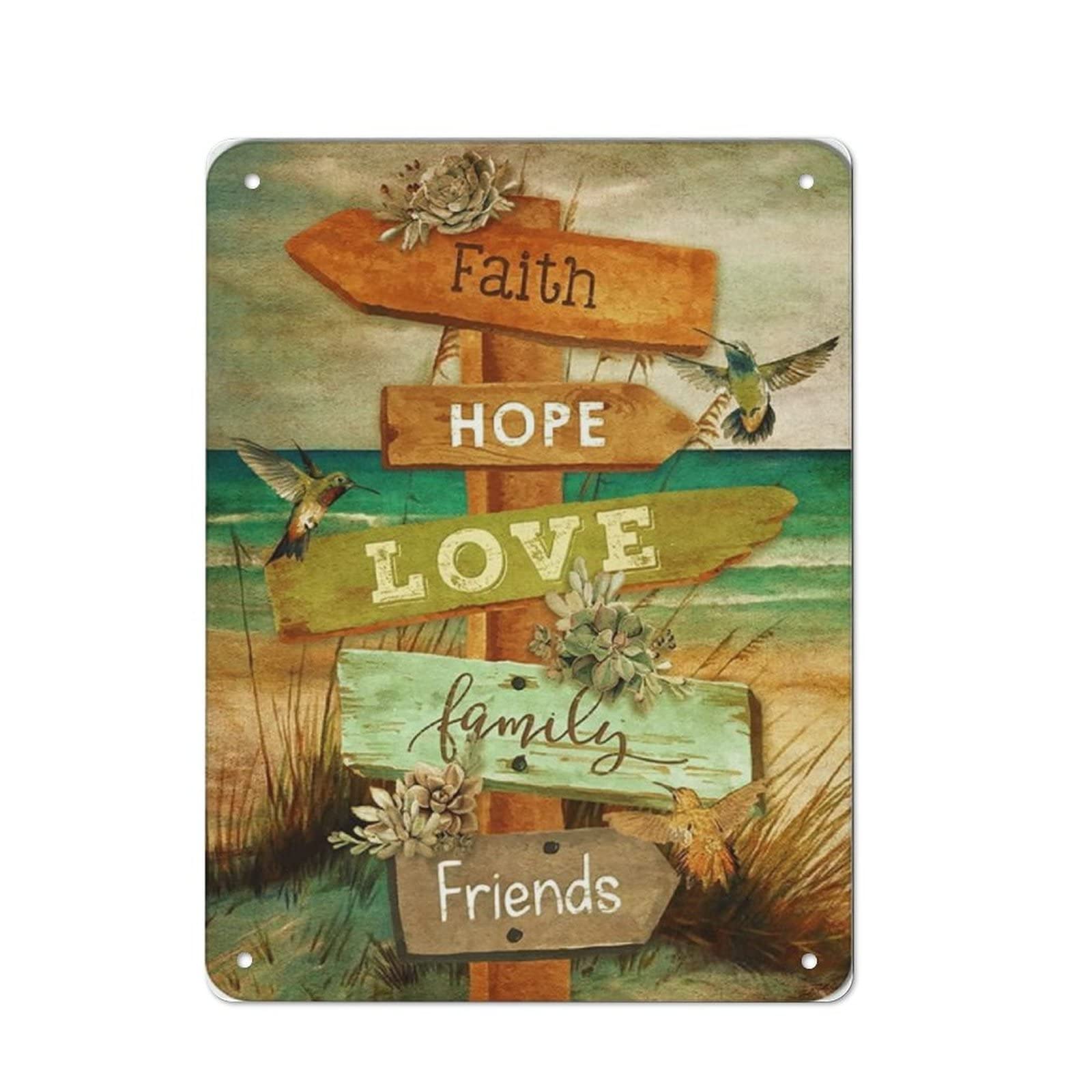 AOOEDM Faith Hope Love To Choose Tin Metal Sign Wall Decor Funny Inspirational Quote Wall Art Sign Vintage Tin Signs For Home Coffee Bar Man Cave Sign Pub Poster