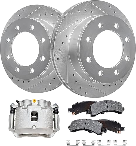 Miniatura 16 de Detroit Axle - Kit de freno delantero para Ford Explorer Mercury Mountaineer 2002-2005 Bujes de rodamiento de rueda perforados y ranurados rotores