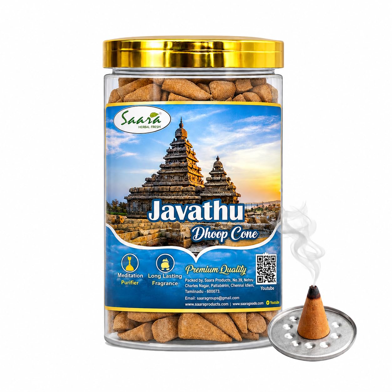 Javadhu Dhoop Cone, 50 Nos | Holder Inside | No Charcoal & Bamboo | Javadhu, 50 Nos-picture-25