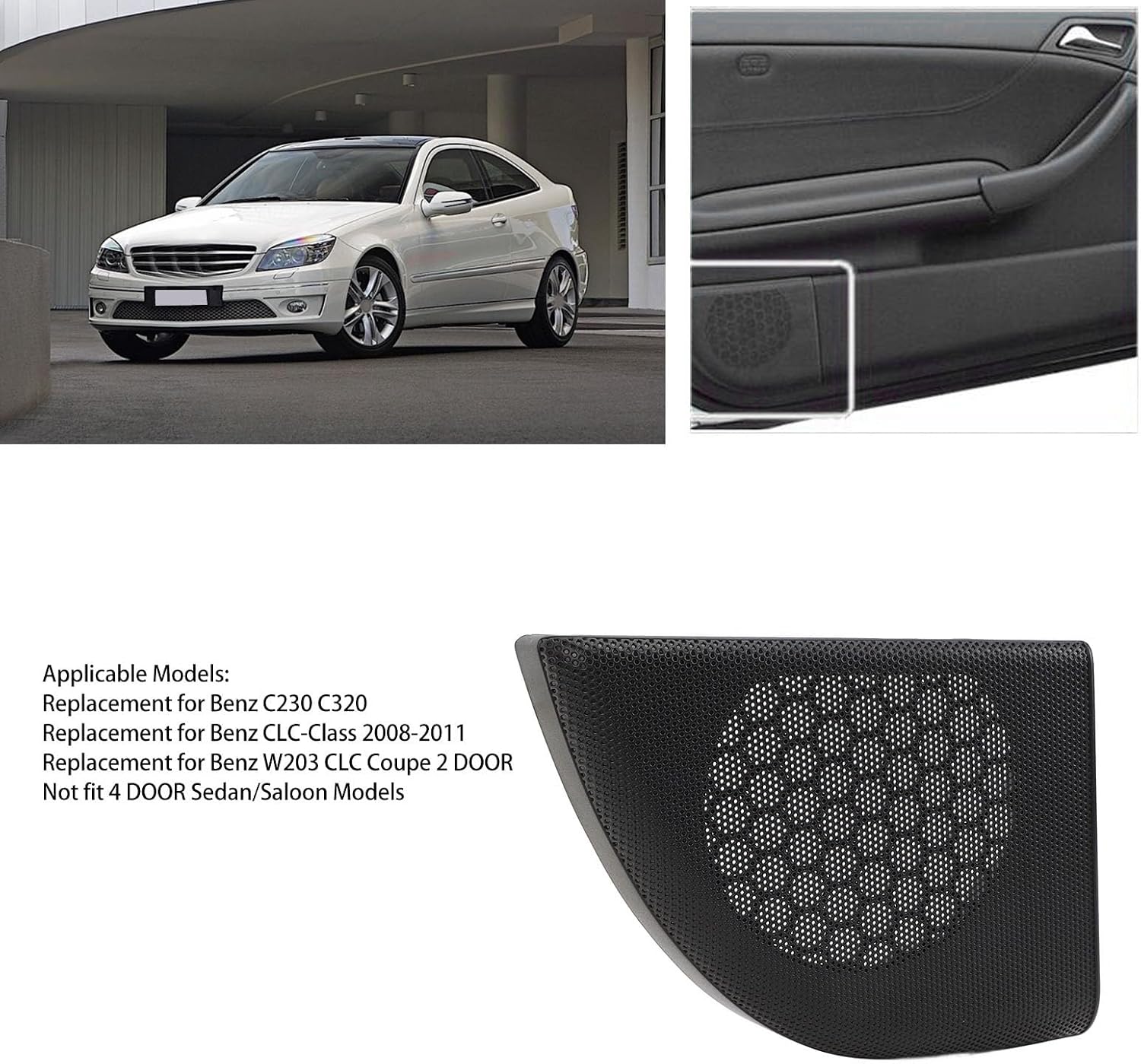Car Door Speaker Covers Grille Car Door Tweeter Speaker Panel Cover Trim Interior Door Speaker Decoration Cover Replacement for Benz C230 C320 W203 Left 20372703889051 (Left