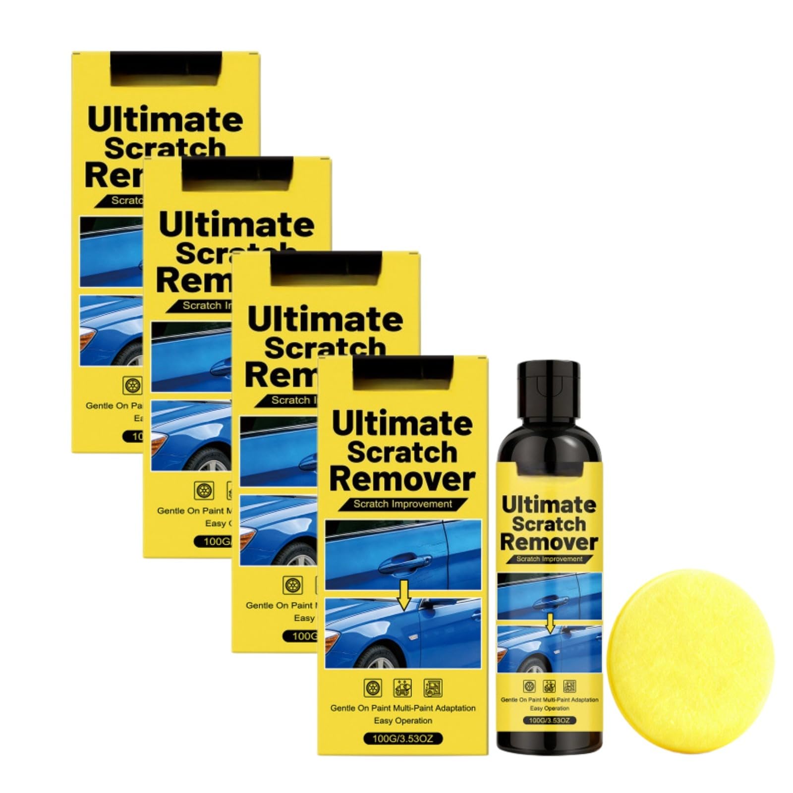 Efface Rayure Voiture Polish Voiture Rayure avec Éponges, Anti Rayure Voi-ture Carrosserie, Efface Rayure Voi-ture pour Rayures Légères, Car Scratch Remover pour Toutes Peinture