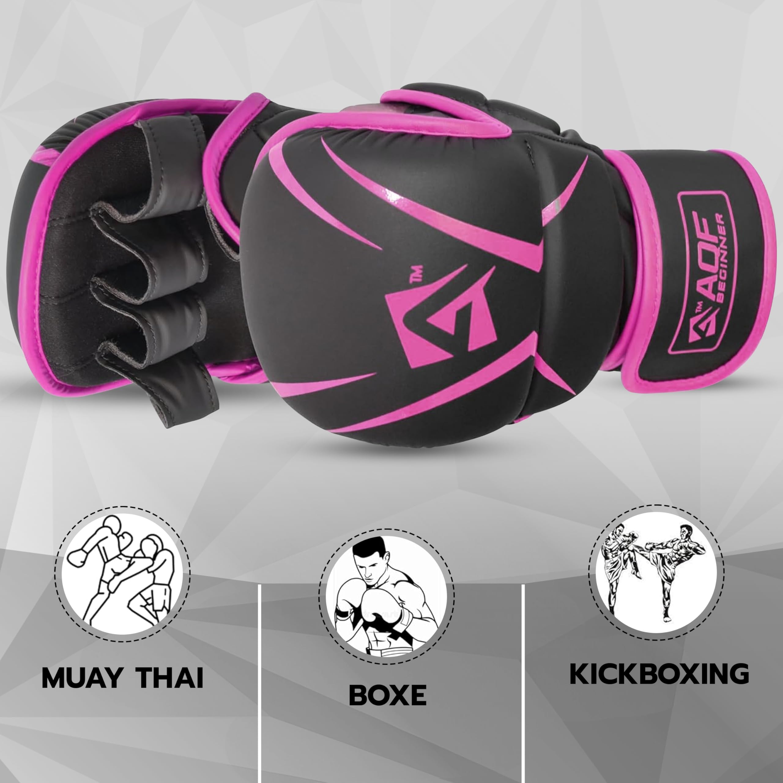 AQF Gant MMA, Design Paume Ouverte Gant De Boxe, Support Poignet Amélioré, Légers Gants Arts Martiaux, MMA Gants pour Sac De Frappe L'entraînement, Kickboxing, Muay Thai, Karaté