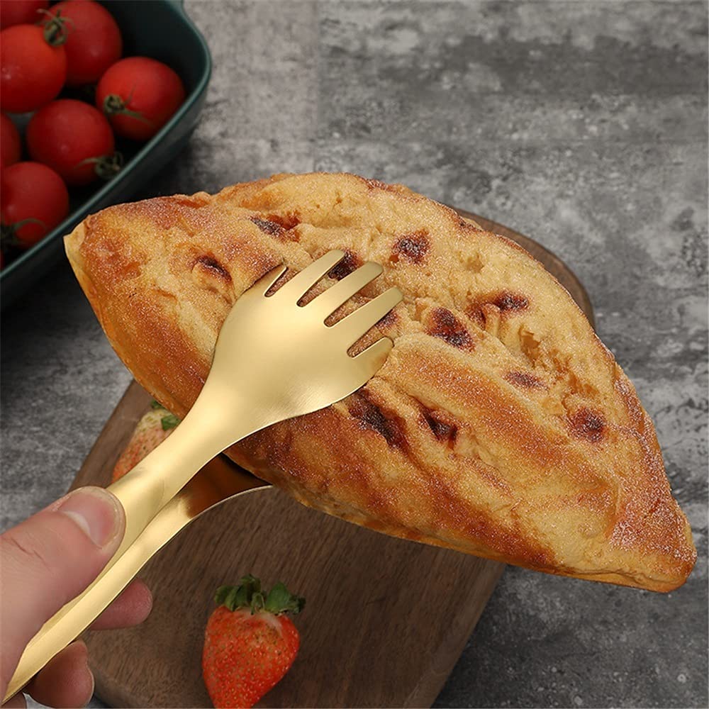 Pinzas de Cocina, 1 Pieza, Pinzas de Comida de Acero Inoxidable, Pinzas para Servir Carne, Ensalada, Pan, para Barbacoa, Accesorios de Cocina, Clip para Barbacoa (Dorado)