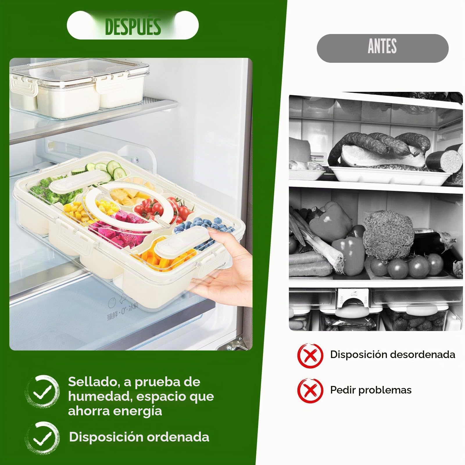 Set de 2 Cajas para Snacks con Tapa – 12 Compartimentos por Bandeja, Transparente y BPA Free – Contenedores Reutilizables para Frutas, Dulces, Salsas, Aperitivos, Picnic y Fiestas – con 4 Tenedores –