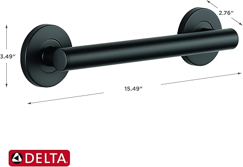 Miniatura 2 de Delta Barra de agarre contemporánea para ducha (1-Paquete) de 12'', compatible con la ADA, color negro mate, mango de seguridad de baño de capacidad