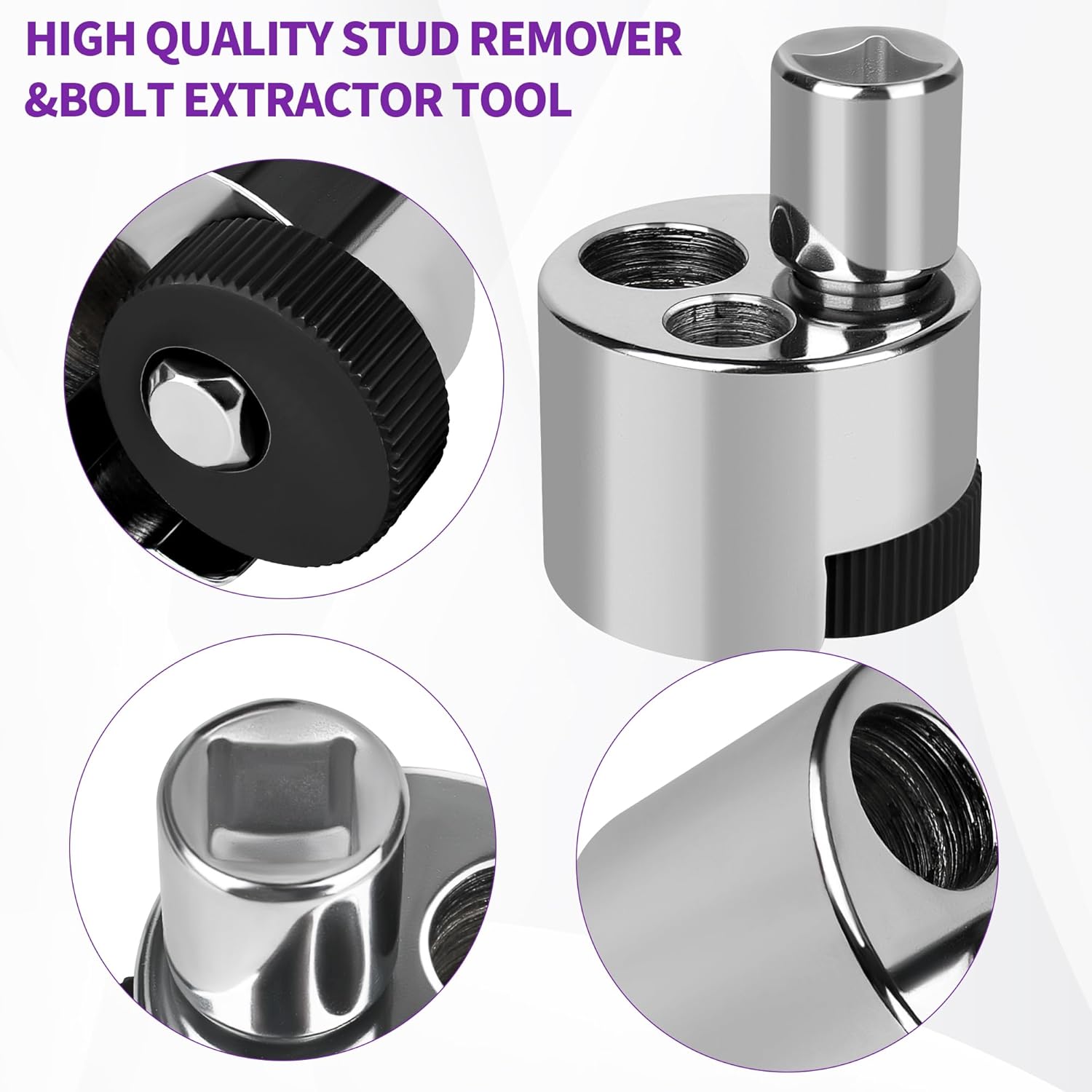 Stud Remover & Bolt Extractor Tool, 1/4" to 3/4" (6 to 19mm) Broken Bolt Extractor with Knurled Roller & Cam Lock, Stud Extractor for Seized Nuts & Damaged Screws