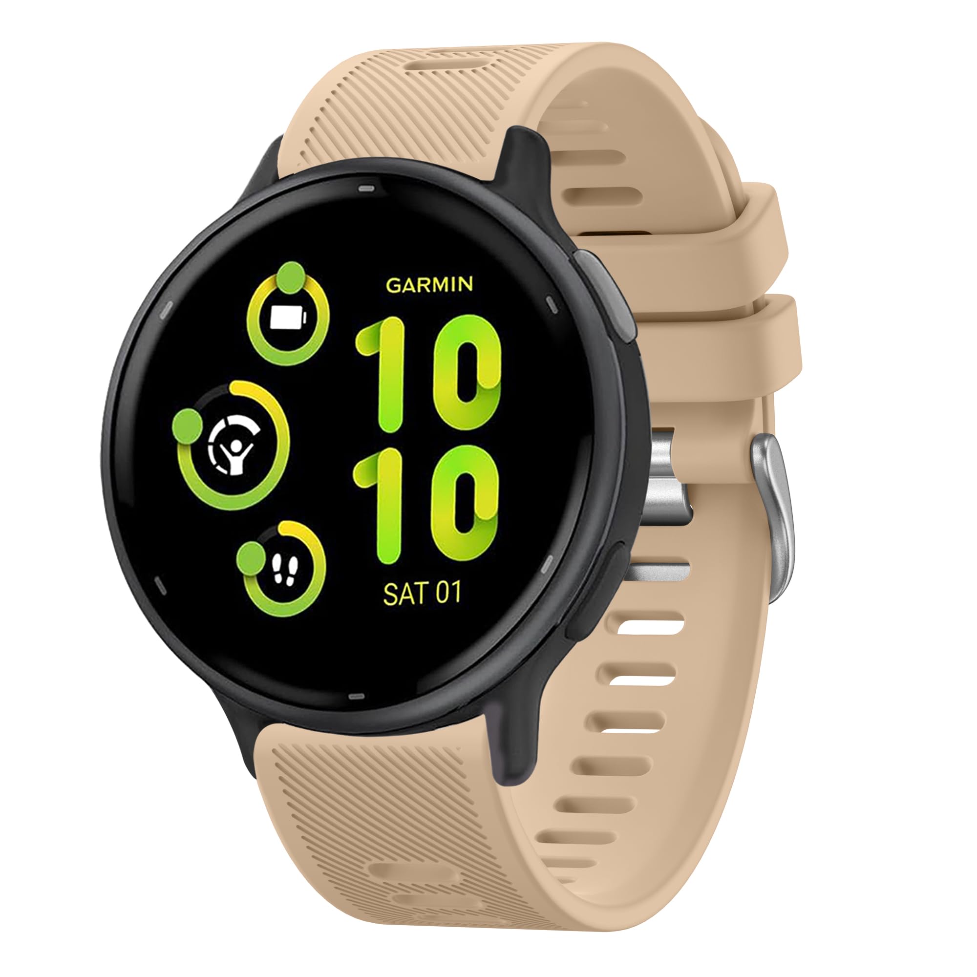 Strap for Garmin Vivoactive 5/3 Music Strap,Venu Sq/Sq 2 Music Band, 20mm Adjustable Replacement Watch Band (Milk Tea)